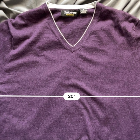 Large Claiborne Performance V-neck long sleeve sweater - Picture 3 of 5